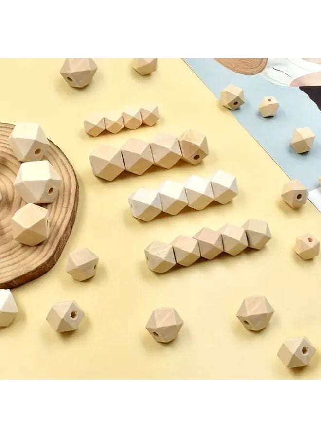 خرز خشبي طبيعي غير منتهي 14 ملم 40 قطعة شكل ثماني الأضلاع لصنع المجوهرات DIY - Image 1